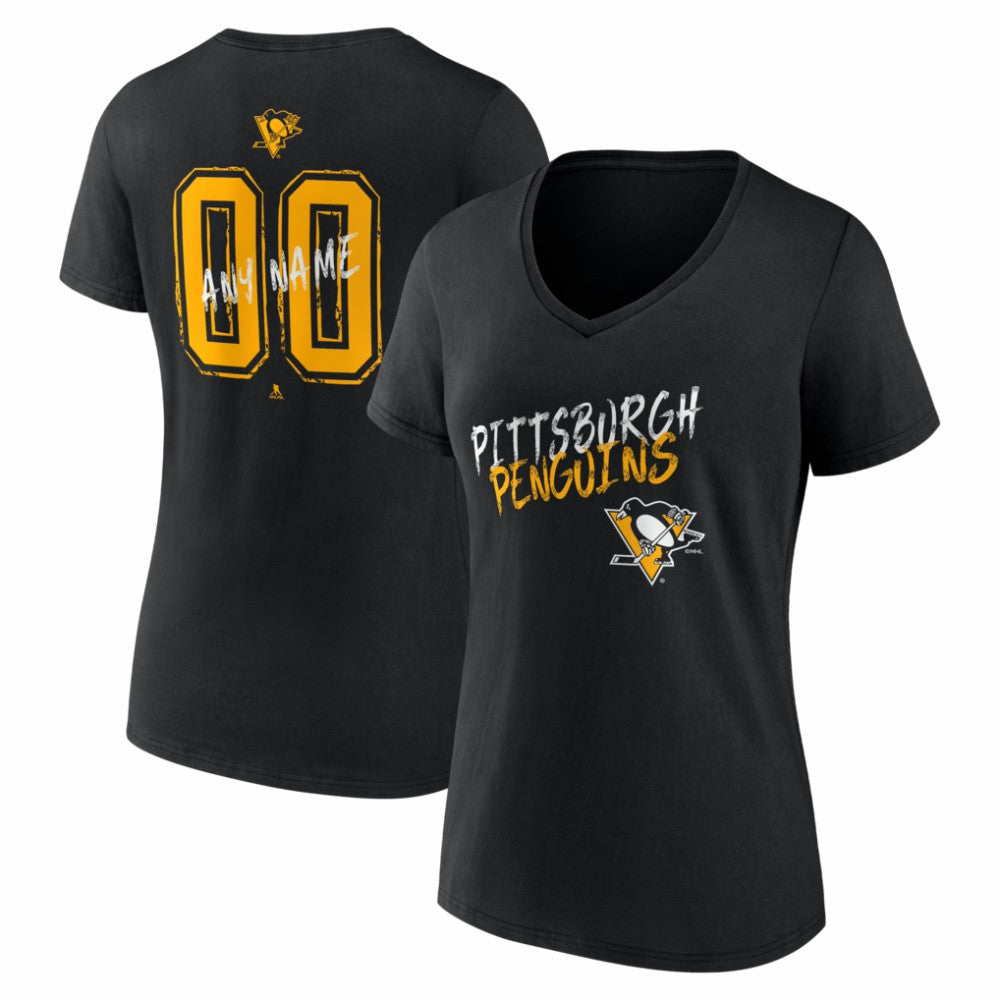 Pittsburgh Penguins Women's Hustle Personalized Name & Number V-Neck T-Shirt -  NHL T-shirts