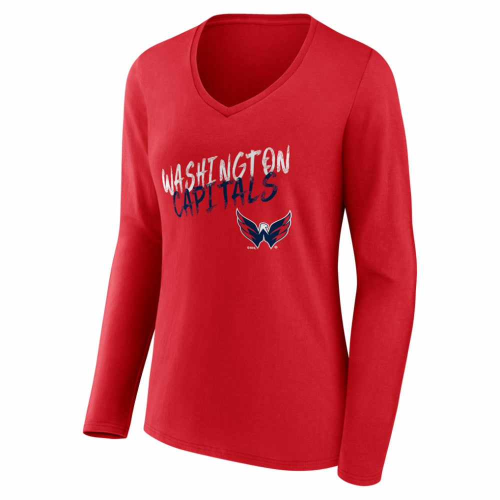 Washington Capitals Women's Hustle Personalized Name & Number Long Sleeve V-Neck T-Shirt -  NHL T-shirts