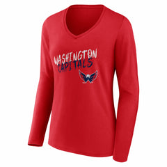 Washington Capitals Women's Hustle Personalized Name & Number Long Sleeve V-Neck T-Shirt -  NHL T-shirts