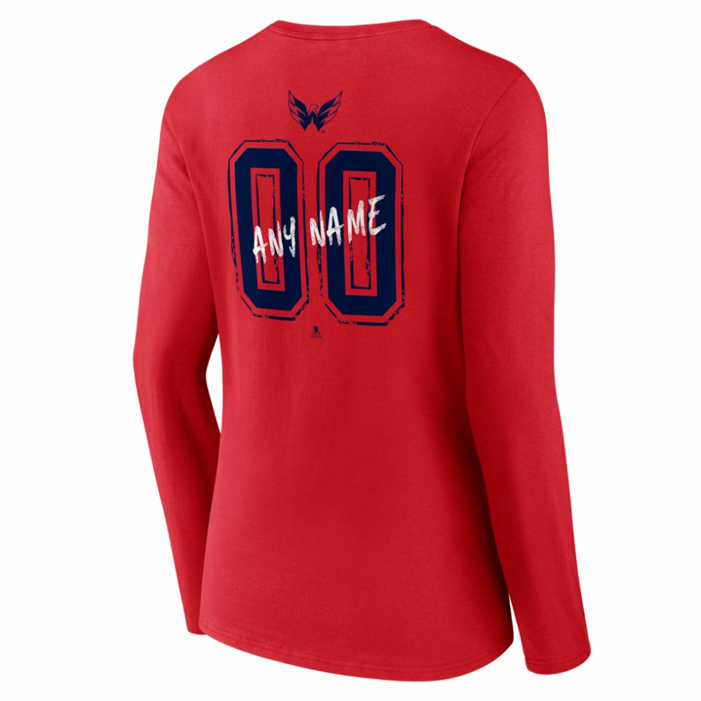 Washington Capitals Women's Hustle Personalized Name & Number Long Sleeve V-Neck T-Shirt -  NHL T-shirts