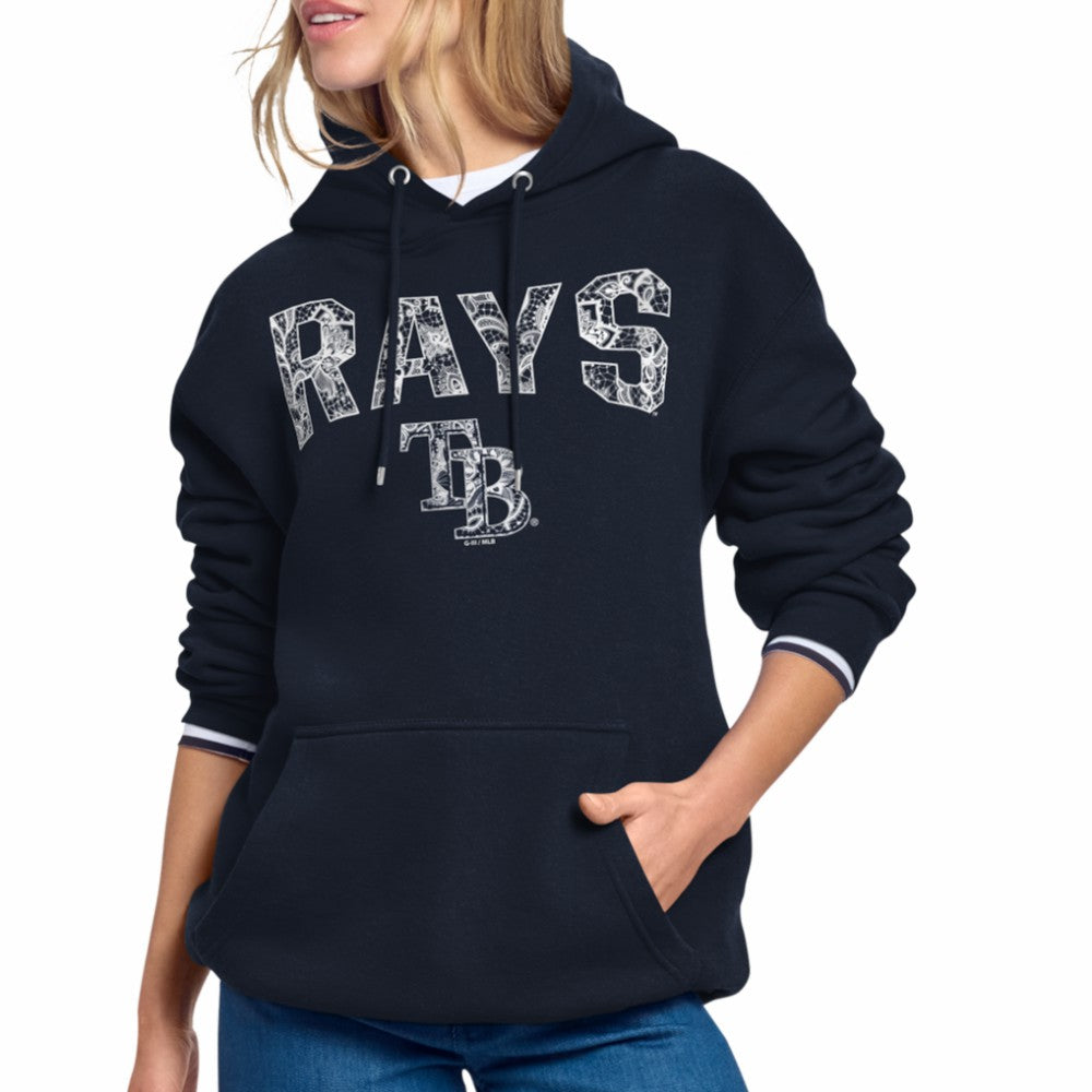 Tampa Bay Rays Starter Women's Lace Team Lockup Fleece Hoodie - MLB Hoodies