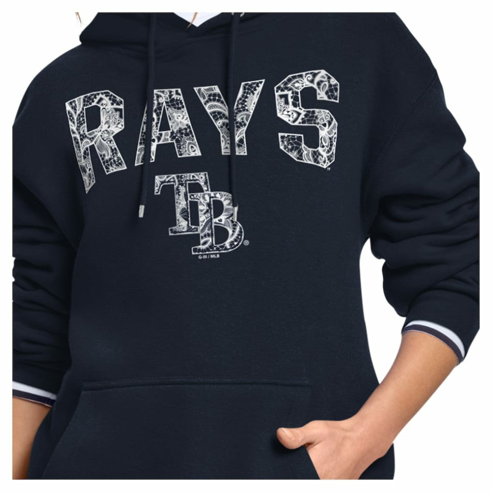 Tampa Bay Rays Starter Women's Lace Team Lockup Fleece Hoodie - MLB Hoodies