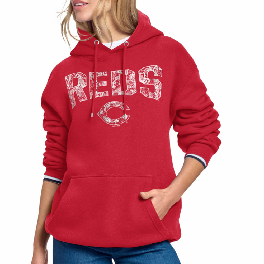 Cincinnati Reds Starter Women's Lace Team Lockup Fleece Hoodie - MLB Hoodies