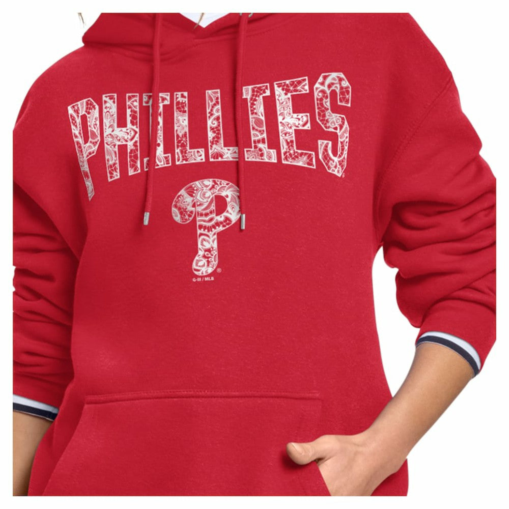 Philadelphia Phillies Starter Women's Lace Team Lockup Fleece Hoodie - MLB Hoodies