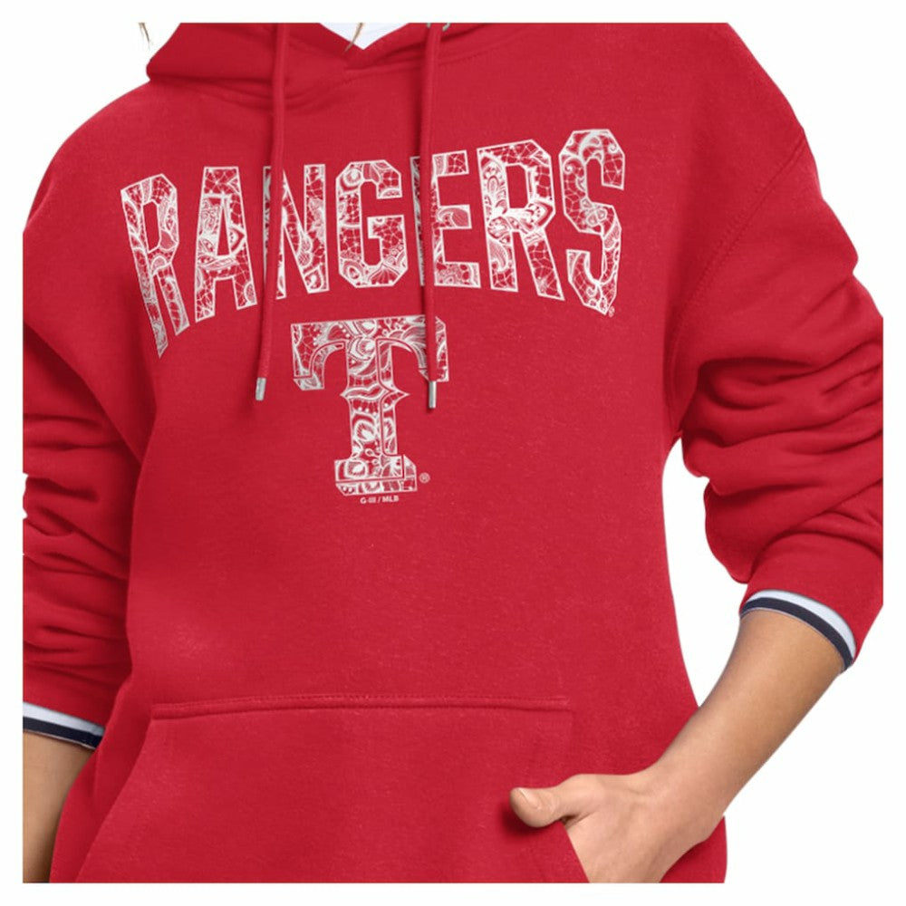 Texas Rangers Starter Women's Lace Team Lockup Fleece Hoodie - MLB Hoodies