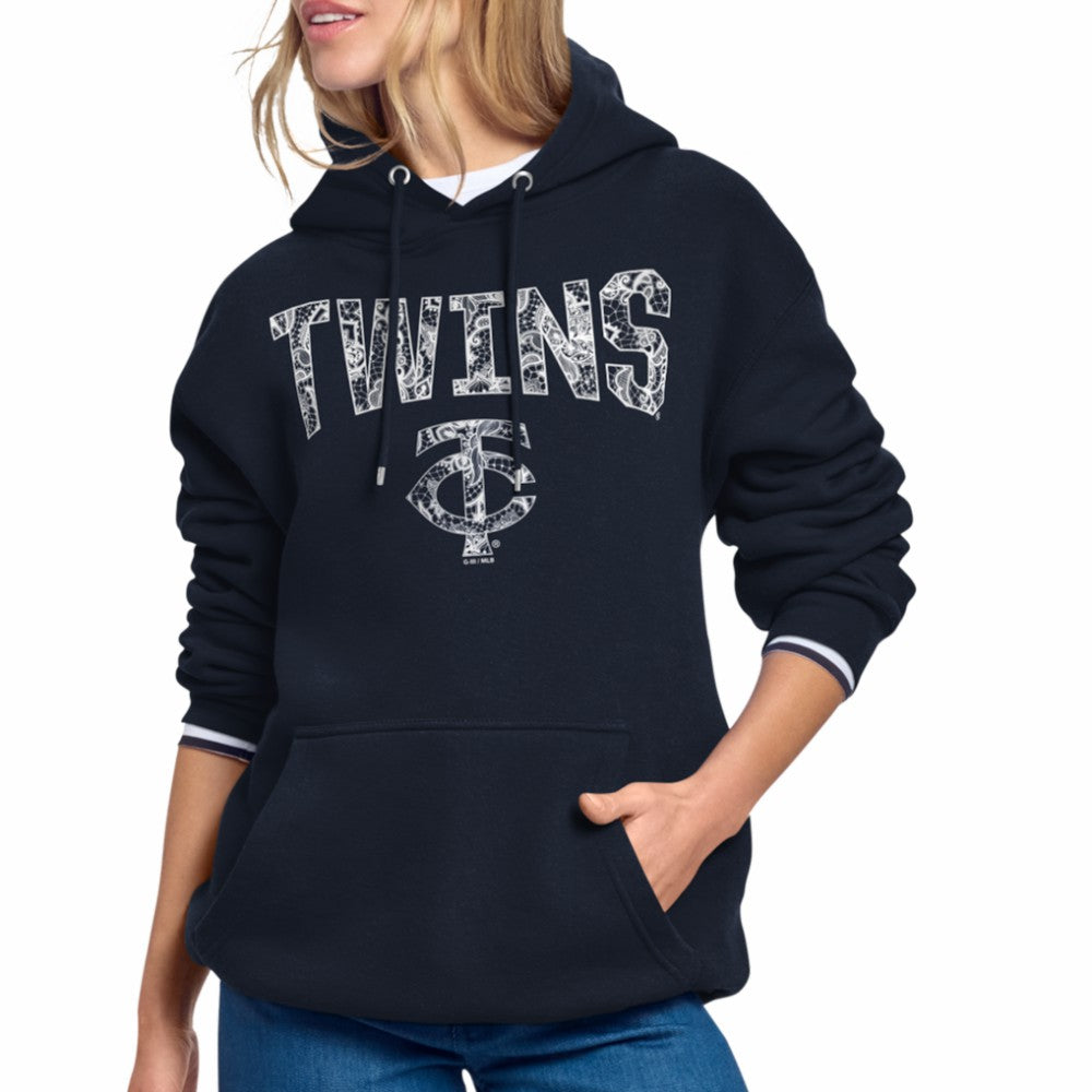 Minnesota Twins Starter Women's Lace Team Lockup Fleece Hoodie - MLB Hoodies