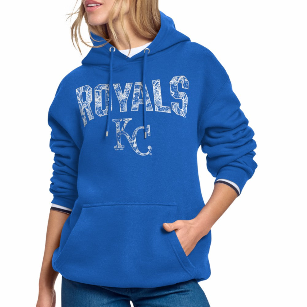 Kansas City Royals Starter Women's Lace Team Lockup Fleece Hoodie - MLB Hoodies