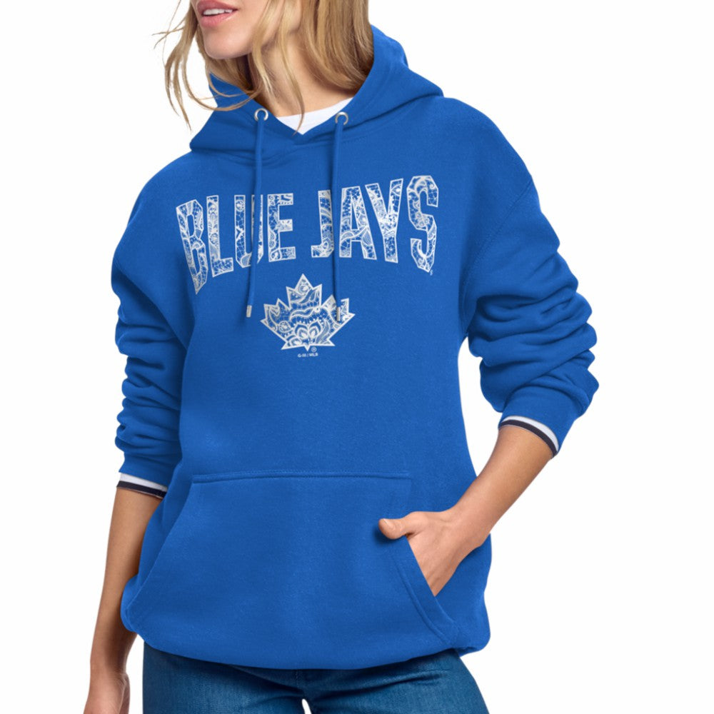 Toronto Blue Jays Starter Women's Lace Team Lockup Fleece Hoodie - MLB Hoodies