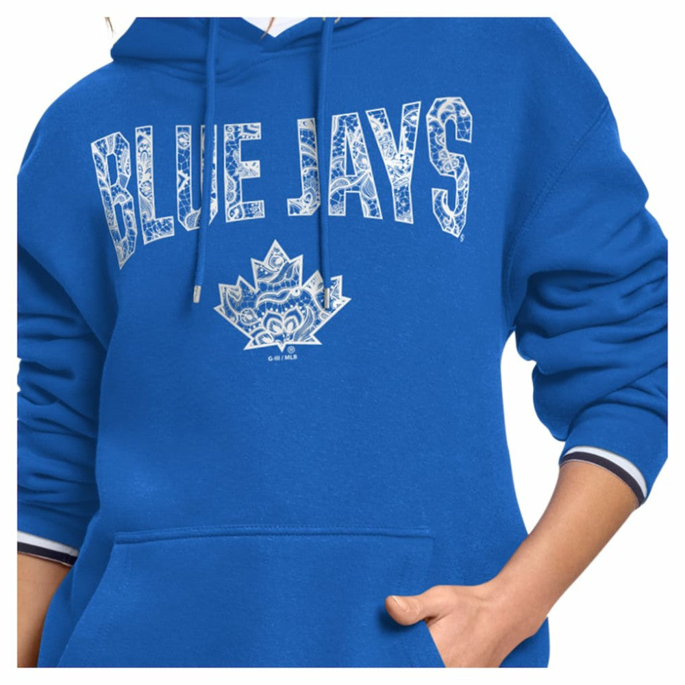 Toronto Blue Jays Starter Women's Lace Team Lockup Fleece Hoodie - MLB Hoodies