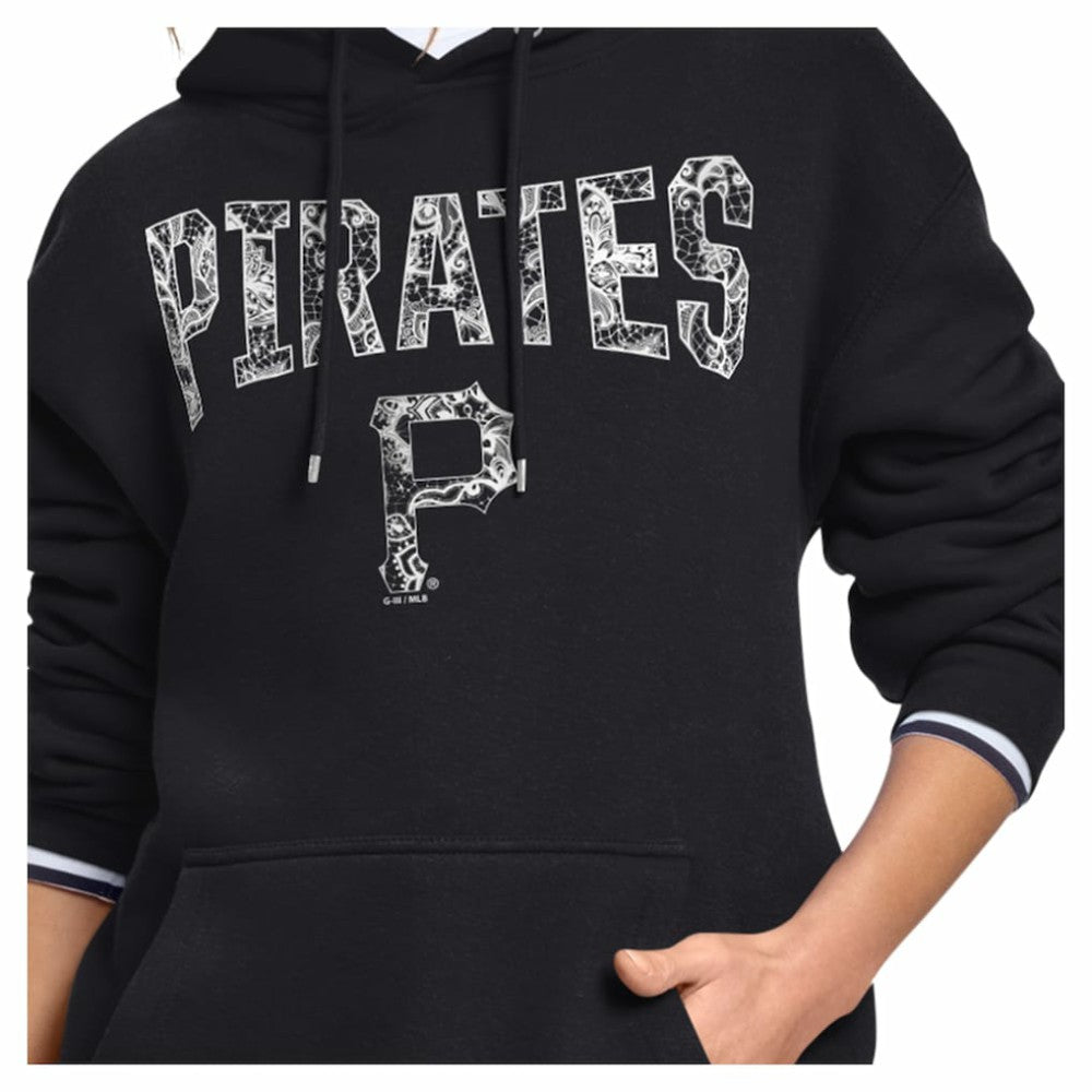 Pittsburgh Pirates Starter Women's Lace Team Lockup Fleece Hoodie - MLB Hoodies