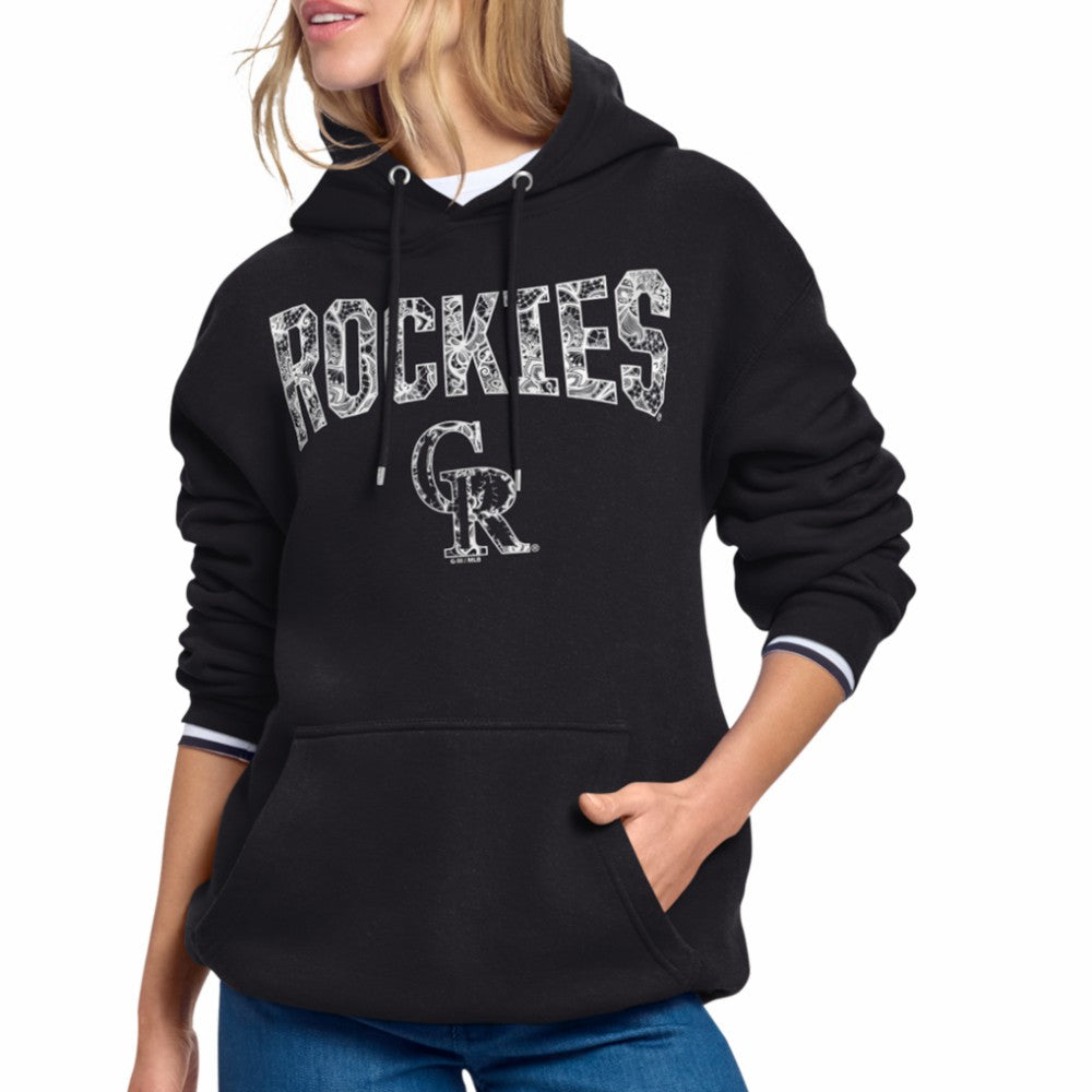 Colorado Rockies Starter Women's Lace Team Lockup Fleece Hoodie - MLB Hoodies