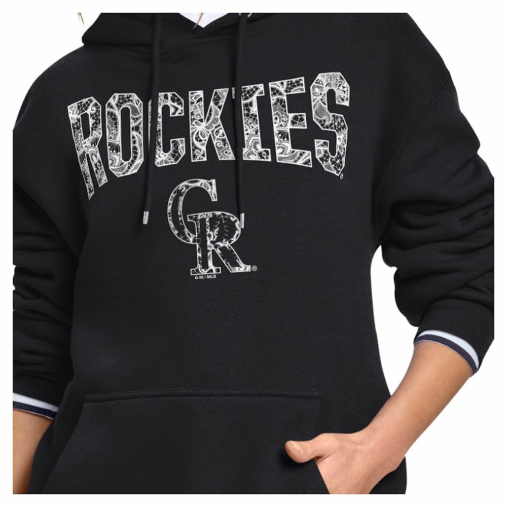 Colorado Rockies Starter Women's Lace Team Lockup Fleece Hoodie - MLB Hoodies