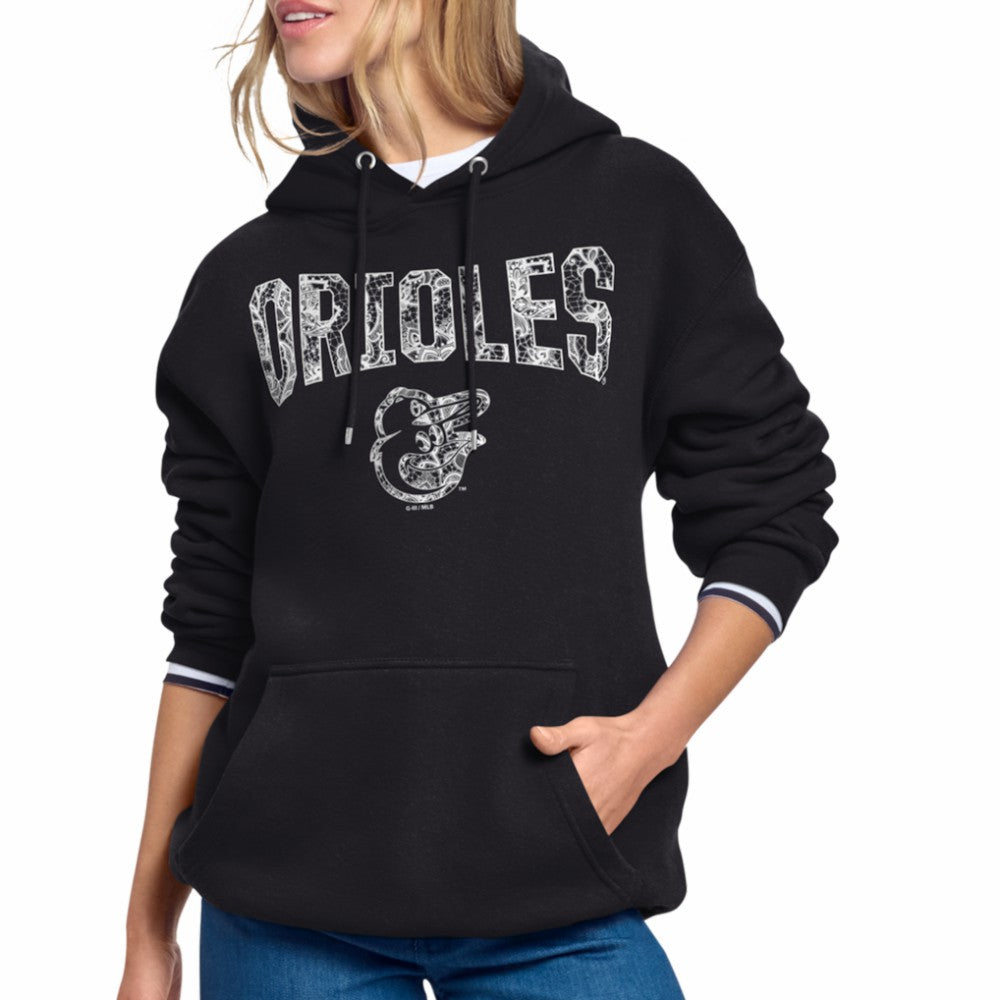 Baltimore Orioles Starter Women's Lace Team Lockup Fleece Hoodie - MLB Hoodies