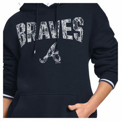 Atlanta Braves Starter Women's Lace Team Lockup Fleece Hoodie - MLB Hoodies