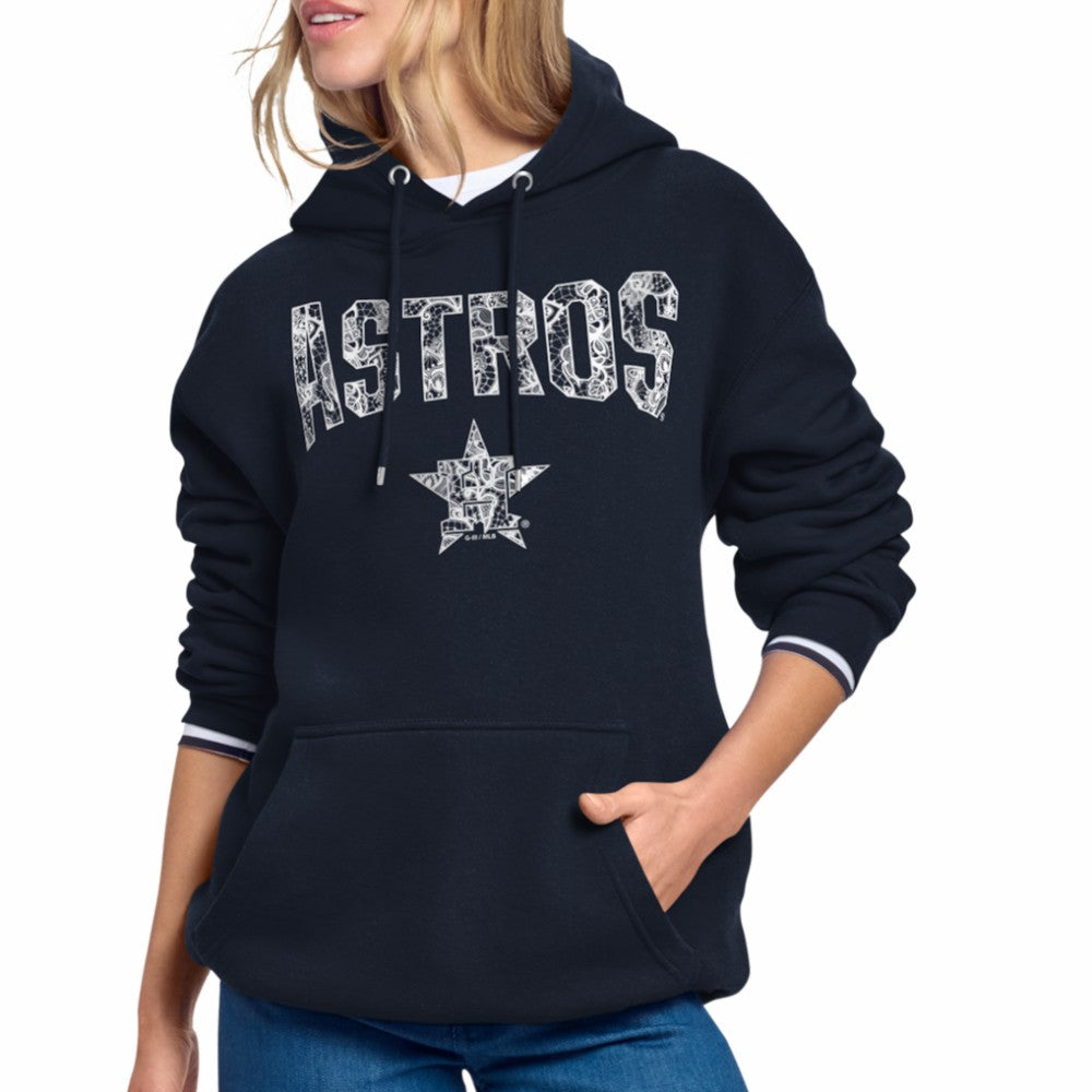 Houston Astros Starter Women's Lace Team Lockup Fleece Hoodie - MLB Hoodies