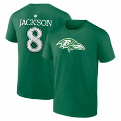 Baltimore Ravens Lamar Jackson  St. Patrick's Day Icon Name & Number T-Shirt | NFL Sale