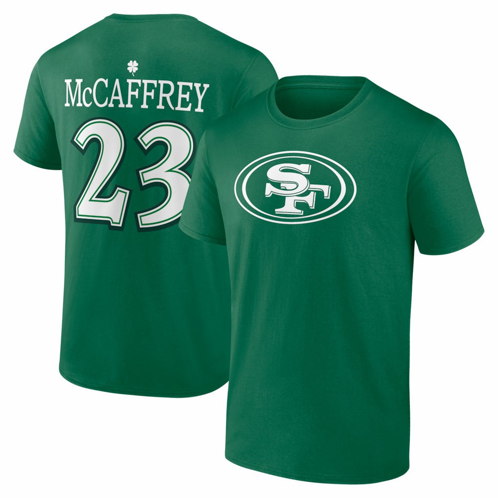 San Francisco 49ers Christian McCaffrey  St. Patrick's Day Icon Name & Number T-Shirt | NFL Hot