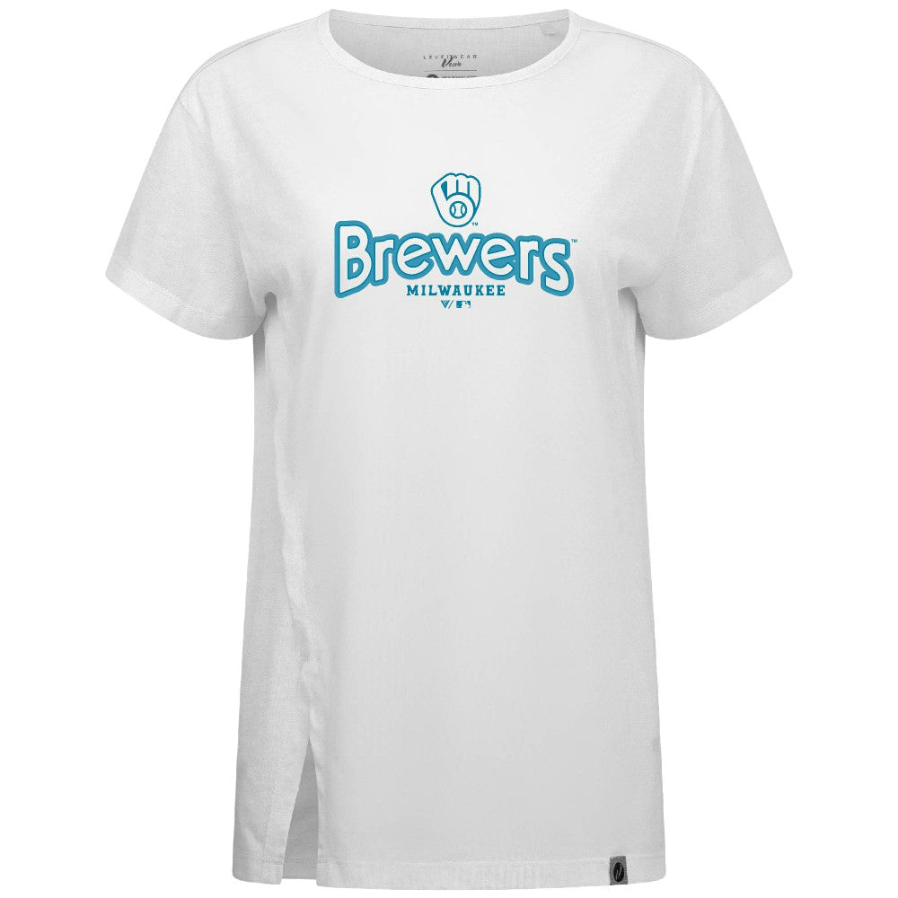 Milwaukee Brewers Levelwear Women's Blue Haven Influx Cornerstone T-Shirt - MLB T-shirts