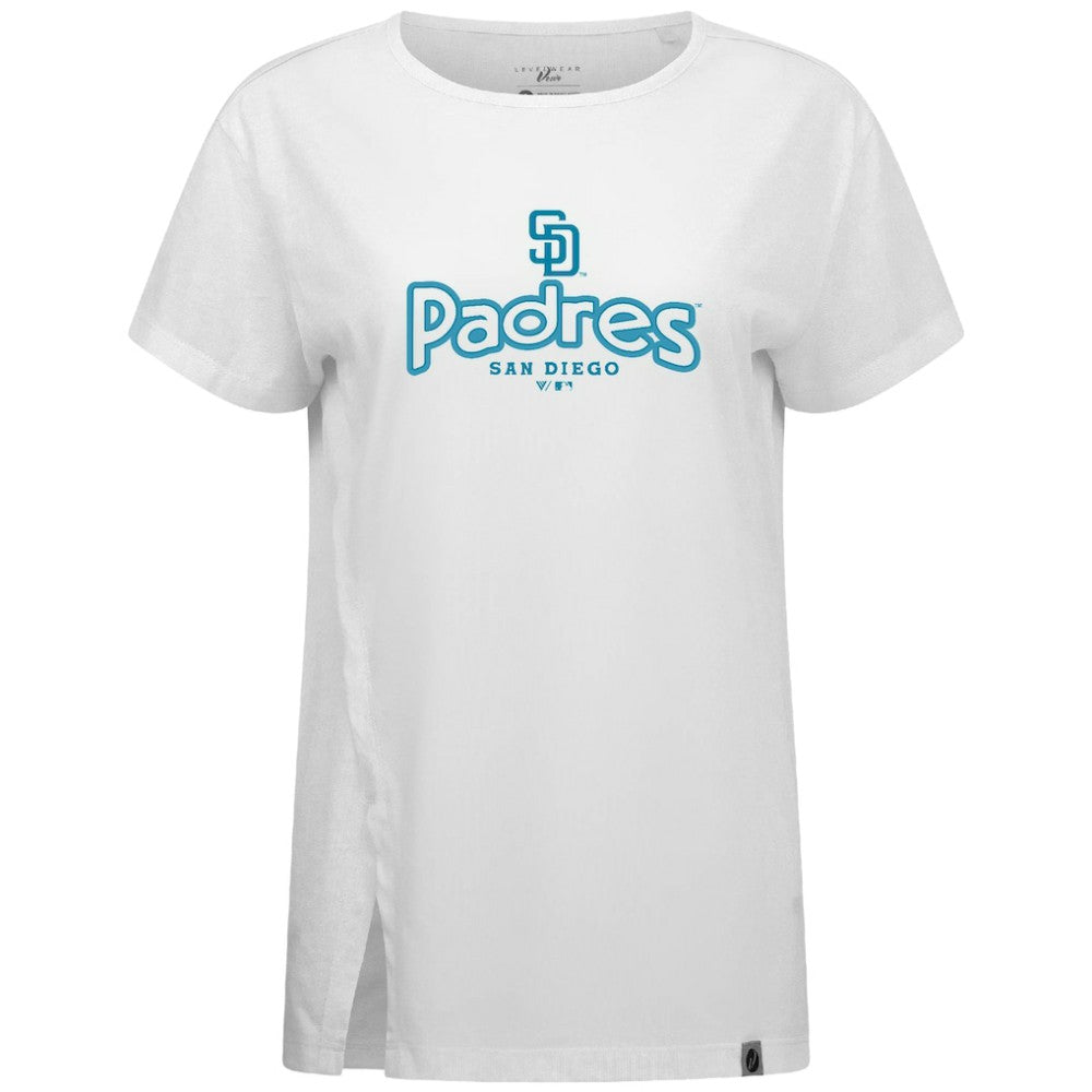 San Diego Padres Levelwear Women's Blue Haven Influx Cornerstone T-Shirt - MLB T-shirts