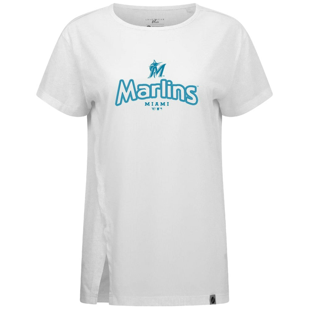 Miami Marlins Levelwear Women's Blue Haven Influx Cornerstone T-Shirt - MLB T-shirts