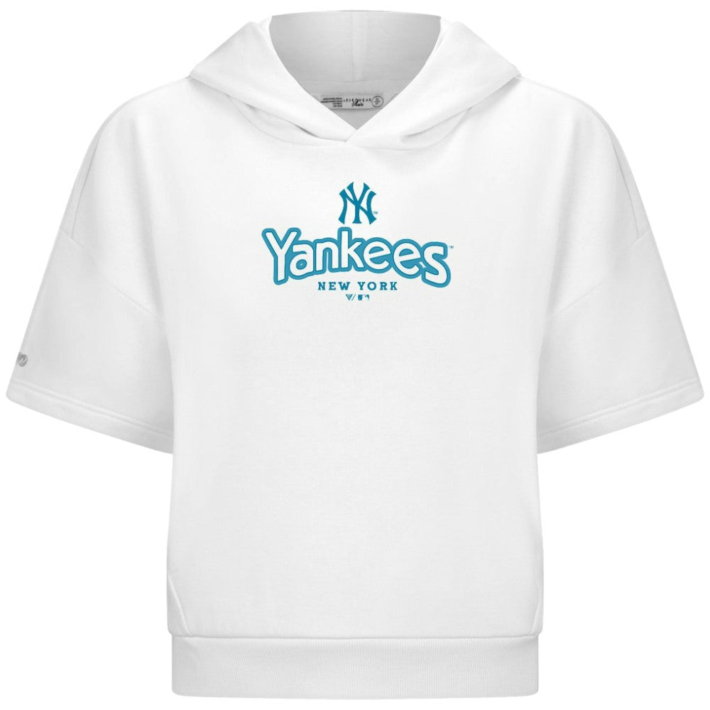New York Yankees Levelwear Women's Amber Short Sleeve Cornerstone Hoodie - MLB Hoodies