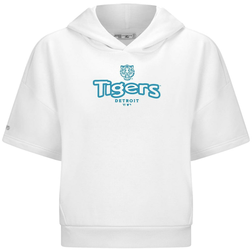 Detroit Tigers Levelwear Women's Amber Short Sleeve Cornerstone Hoodie - MLB Hoodies