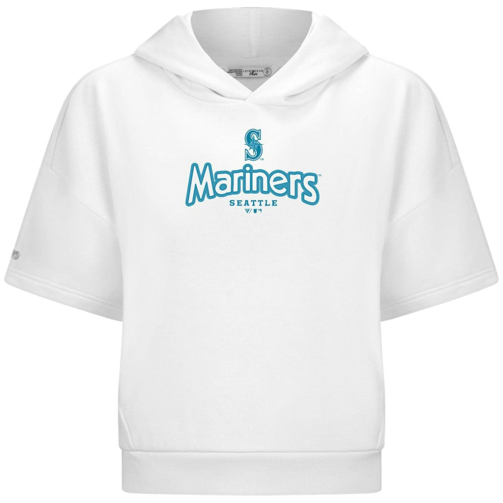 Seattle Mariners Levelwear Women's Amber Short Sleeve Cornerstone Hoodie - MLB Hoodies