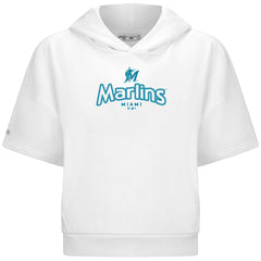 Miami Marlins Levelwear Women's Amber Short Sleeve Cornerstone Hoodie - MLB Hoodies