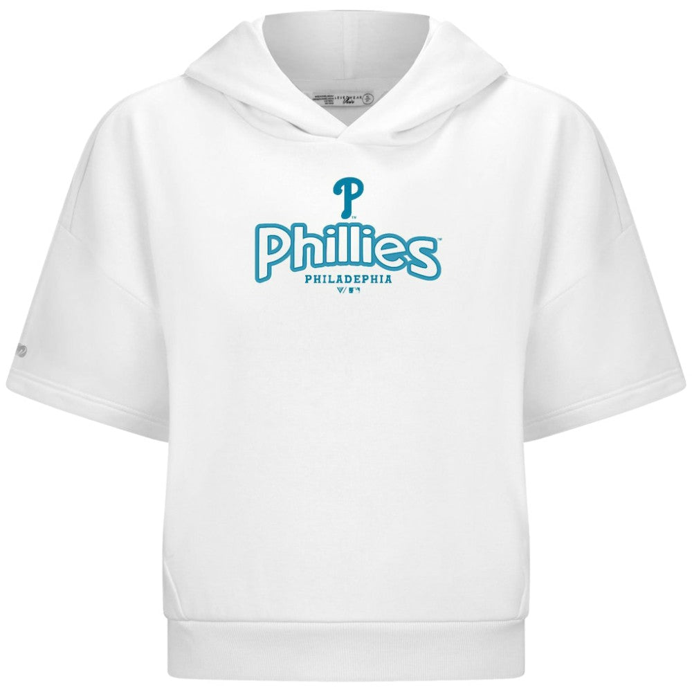 Philadelphia Phillies Levelwear Women's Amber Short Sleeve Cornerstone Hoodie - MLB Hoodies