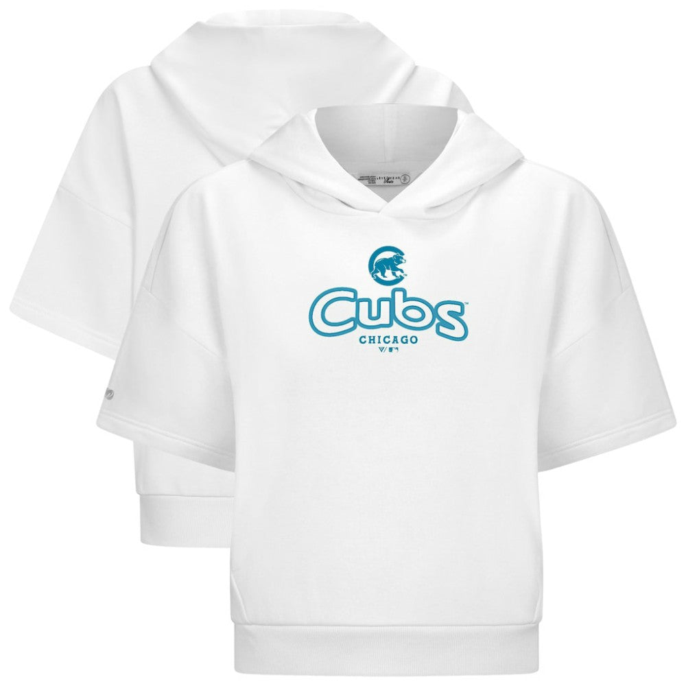 Chicago Cubs Levelwear Women's Amber Short Sleeve Cornerstone Hoodie - MLB Hoodies