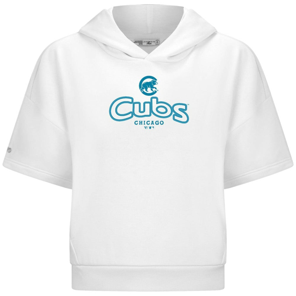 Chicago Cubs Levelwear Women's Amber Short Sleeve Cornerstone Hoodie - MLB Hoodies