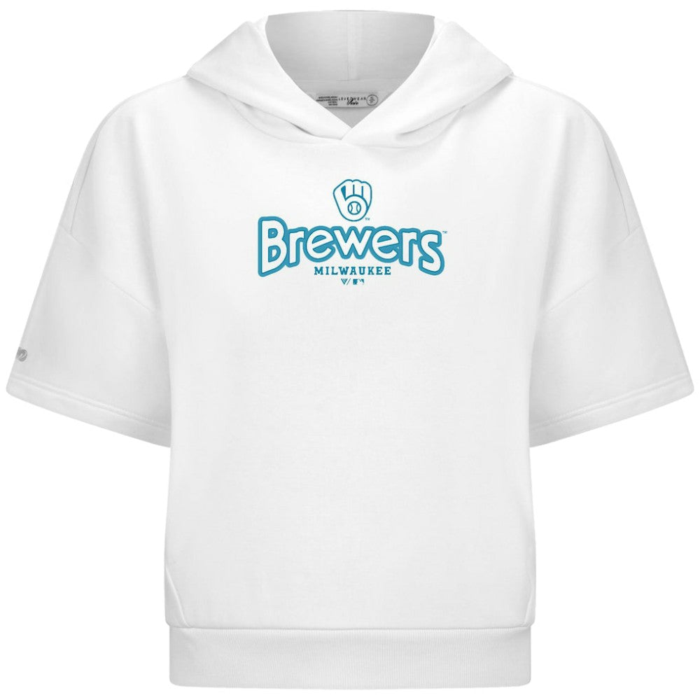 Milwaukee Brewers Levelwear Women's Amber Short Sleeve Cornerstone Hoodie - MLB Hoodies