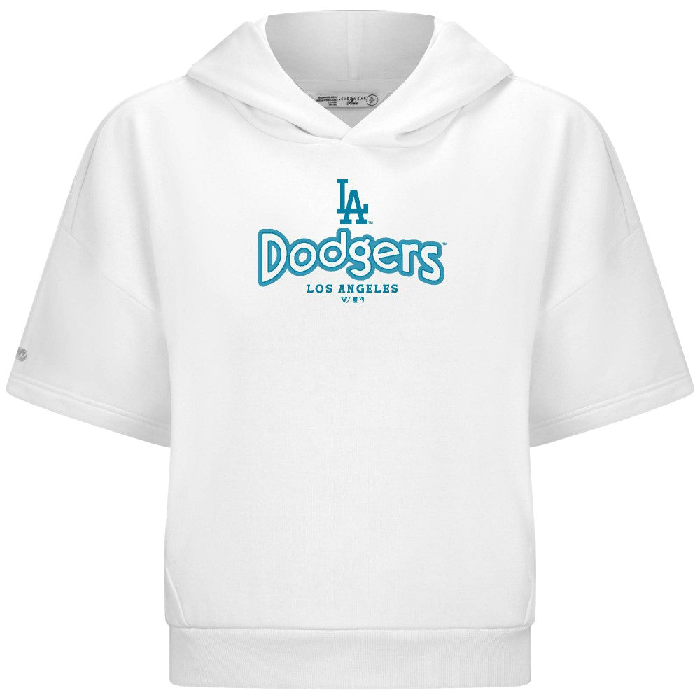 Los Angeles Dodgers Levelwear Women's Amber Short Sleeve Cornerstone Hoodie - MLB Hoodies