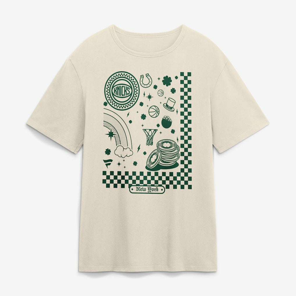 Cream New York Knicks St. Patrick's Day Charms T-Shirt | NBA