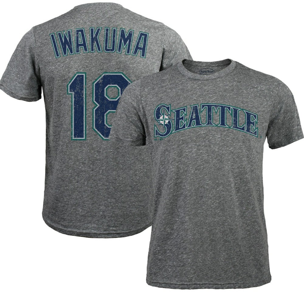 Hisashi Iwakuma Seattle Mariners Majestic Threads Premium Tri-Blend Name & Number T-Shirt - MLB T-shirts