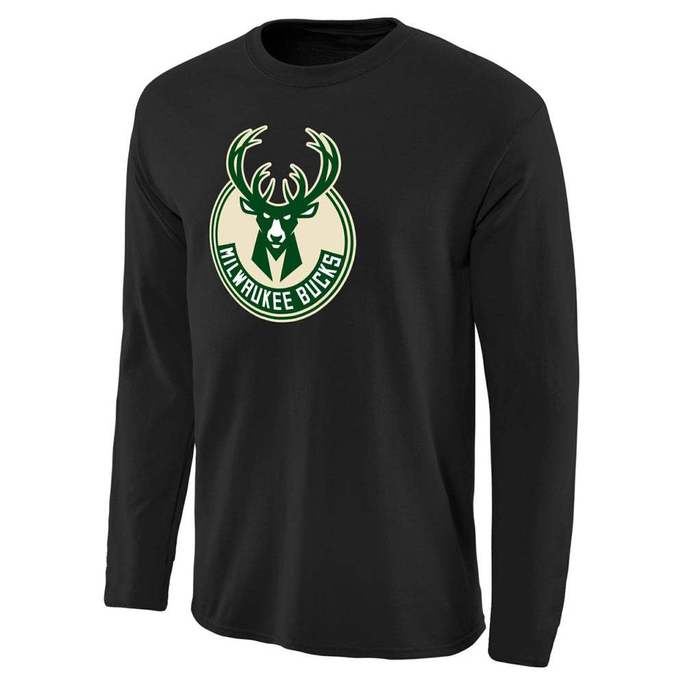 Black Milwaukee Bucks Primary Logo II Long Sleeve T-Shirt | NBA