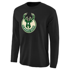 Black Milwaukee Bucks Primary Logo II Long Sleeve T-Shirt | NBA