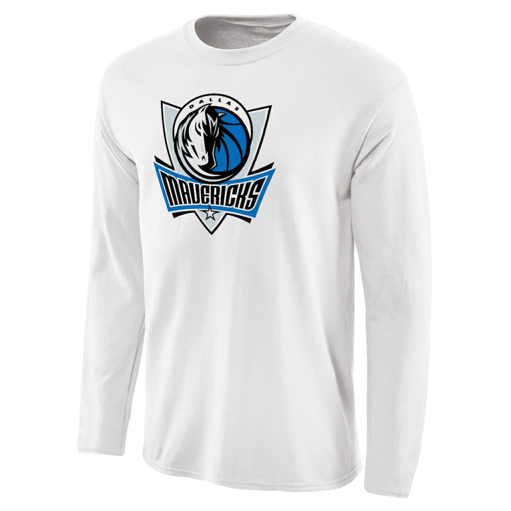 White Dallas Mavericks Primary Logo Long Sleeve T-Shirt sale | NBA