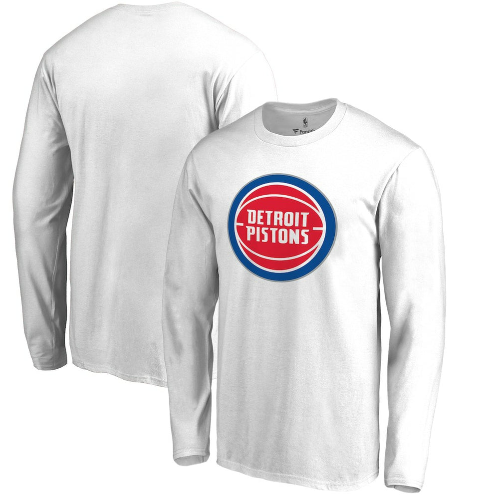 White Detroit Pistons Primary Logo Long Sleeve T-Shirt sale | NBA