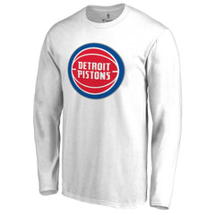 White Detroit Pistons Primary Logo Long Sleeve T-Shirt sale | NBA