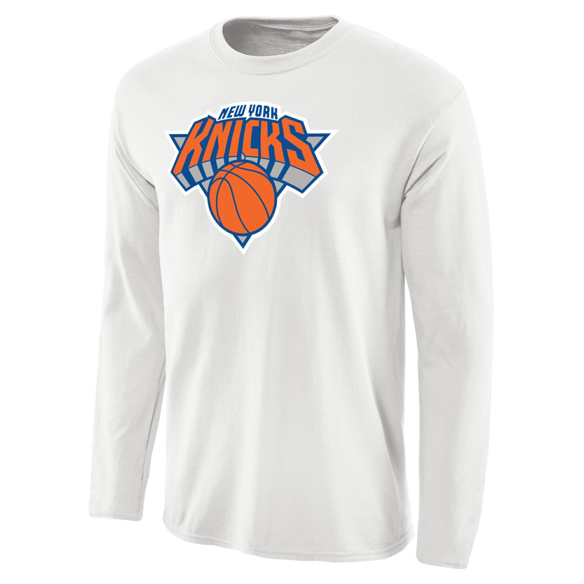 White New York Knicks Primary Logo Long Sleeve T-Shirt | NBA