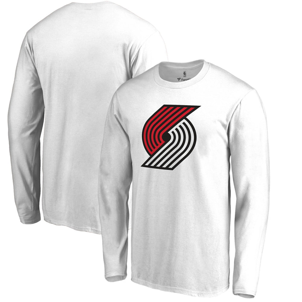 White Portland Trail Blazers Primary Logo Long Sleeve T-Shirt | NBA