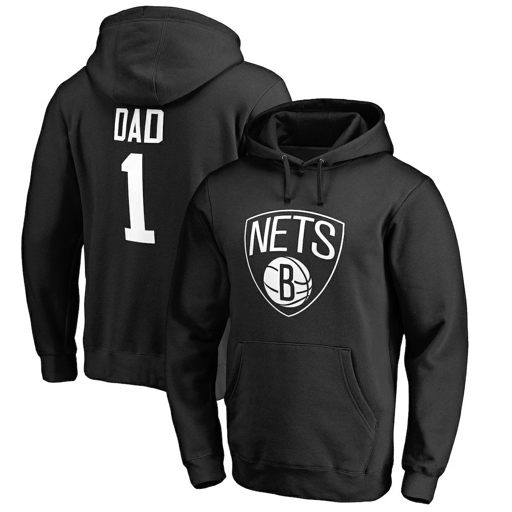 Black Brooklyn Nets #1 Dad Pullover Hoodie | NBA