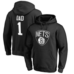 Black Brooklyn Nets #1 Dad Pullover Hoodie | NBA