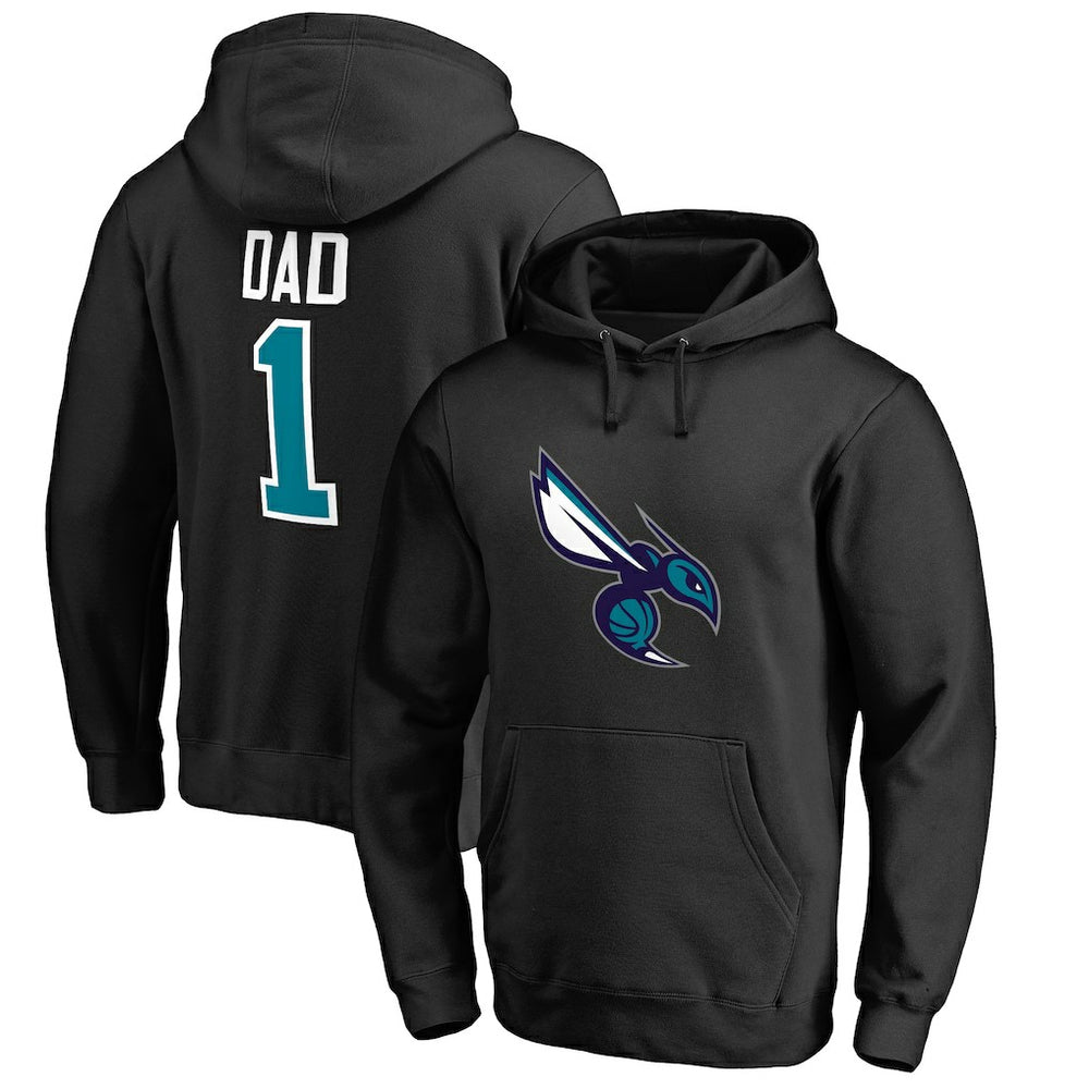 Black Charlotte Hornets #1 Dad Pullover Hoodie | NBA