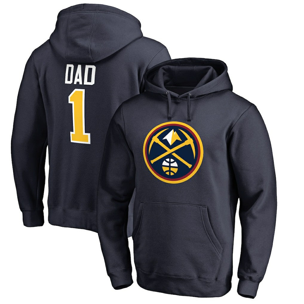 Navy Denver Nuggets #1 Dad Pullover Hoodie sale | NBA