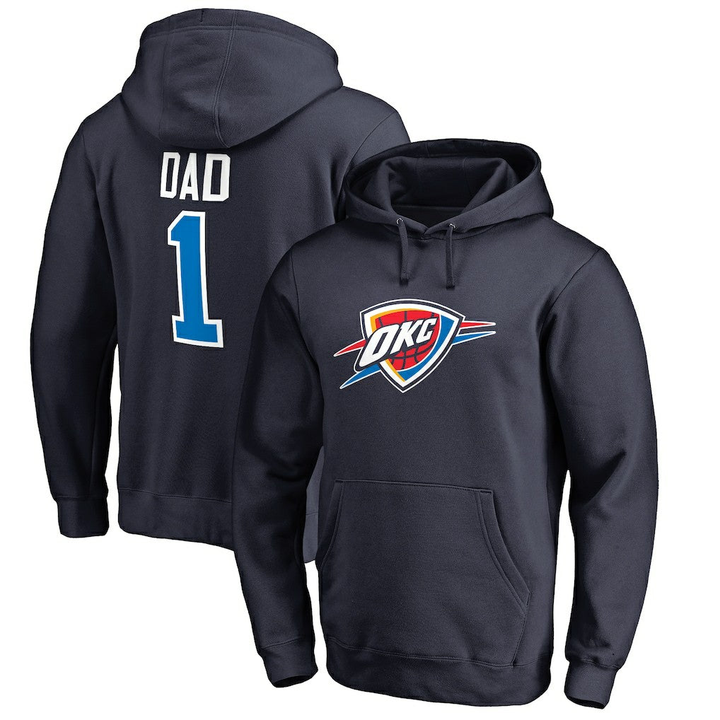 Navy Oklahoma City Thunder #1 Dad Pullover Hoodie | NBA
