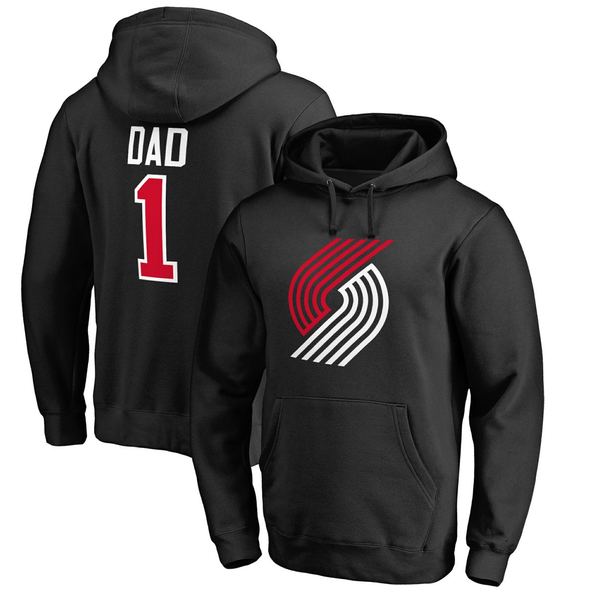 Black Portland Trail Blazers #1 Dad Pullover Hoodie | NBA