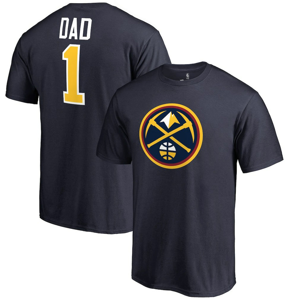 Navy Denver Nuggets #1 Dad T-Shirt sale | NBA