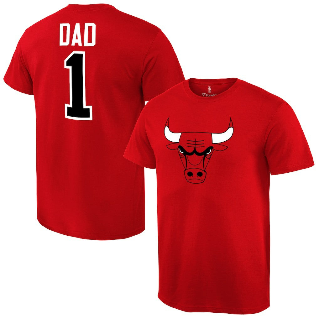 Red Chicago Bulls #1 Dad T-Shirt sale | NBA